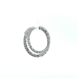 14K WHITE/BLUE DIAMOND INSIDE OUT HOOP EARRINGS 1.50 CARATS