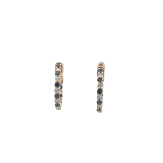 14K WHITE/BLACK DIAMOND INSIDE OUT HOOP EARRINGS 1.50CT