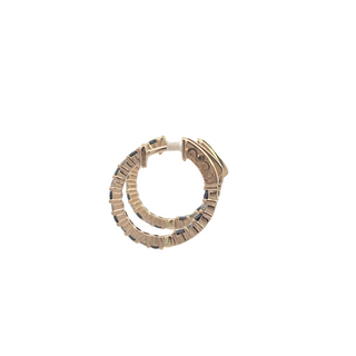 14K WHITE/BLACK DIAMOND INSIDE OUT HOOP EARRINGS 1.50CT