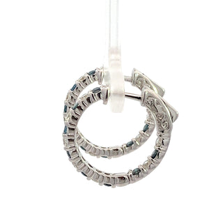 14K BLUE/WHITE DIAMOND INSIDE OUT HOOP EARRINGS 1.50CT