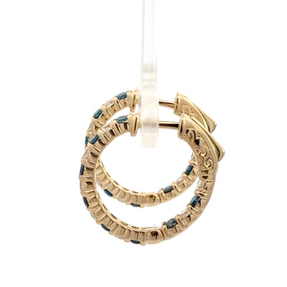14K BLUE/WHITE DIAMOND INSIDE OUT HOOP EARRINGS 1.50CT