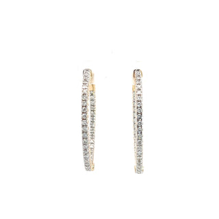 14K DIAMOND INSIDE OUT HOOP EARRINGS 1.75 CARATS - 74 DIAMONDS