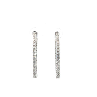 14K DIAMOND INSIDE OUT HOOP EARRINGS 1.75 CARATS - 76 DIAMONDS
