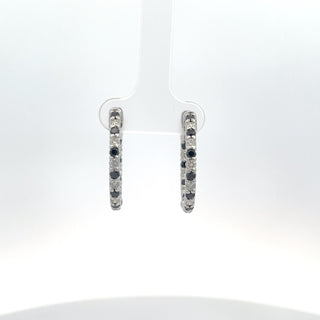 14K WHITE/BLACK DIAMOND INSIDE OUT HOOP EARRINGS 1.75CT