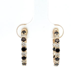 14K WHITE/BLACK DIAMOND INSIDE OUT HOOP EARRINGS 1.75CT