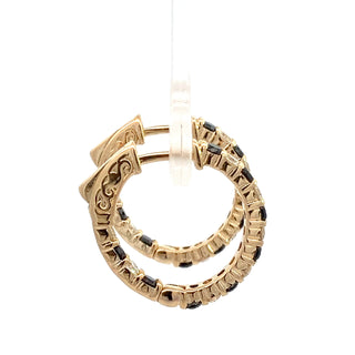 14K WHITE/BLACK DIAMOND INSIDE OUT HOOP EARRINGS 1.75CT