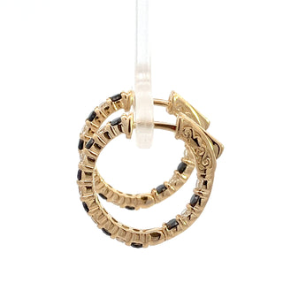 14K WHITE/BLACK DIAMOND INSIDE OUT HOOP EARRINGS 1.75CT