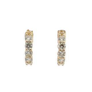14K Y/G DIAMOND HUGGIE EARRINGS 2.25CT