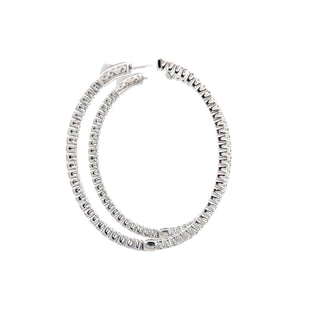 14K DIAMOND INSIDE OUT HOOP EARRINGS 2.50 CARATS - 112 DIAMONDS