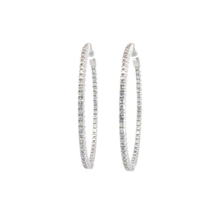14K DIAMOND INSIDE OUT HOOP EARRINGS 2.50 CARATS - 112 DIAMONDS