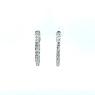 14K DIAMOND INSIDE OUT HOOP EARRINGS 2.50 CARATS - 44 DIAMONDS
