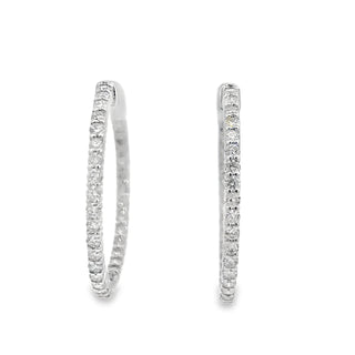 14K DIAMOND INSIDE OUT HOOP EARRINGS 2.50CT