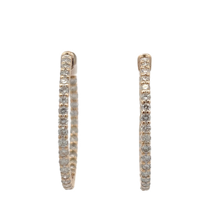 14K DIAMOND INSIDE OUT HOOP EARRINGS 2.50CT