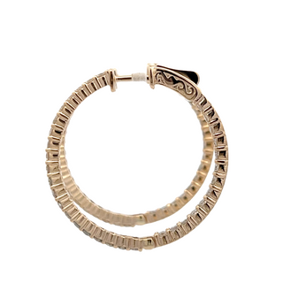 14K DIAMOND INSIDE OUT HOOP EARRINGS 2.50CT