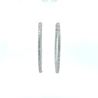 14K DIAMOND INSIDE OUT HOOP EARRINGS 3.00 CARATS - 100 DIAMONDS