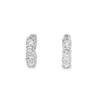 14K W/G LAB GROWN DIAMOND HUGGIE EARRINGS 3.00CT