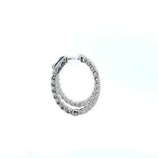 14K DIAMOND INSIDE OUT HOOP EARRINGS 3.00 CARATS - 38 DIAMONDS