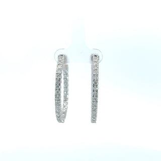 14K DIAMOND INSIDE OUT HOOP EARRINGS 3.00 CARATS - 58 DIAMONDS