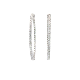 14K DIAMOND INSIDE OUT HOOP EARRINGS 3.50 CARATS - 100 DIAMONDS