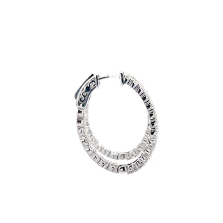 14K DIAMOND INSIDE OUT HOOP EARRINGS 3.50 CARATS - 42 DIAMONDS