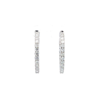 14K DIAMOND INSIDE OUT HOOP EARRINGS 3.50 CARATS - 42 DIAMONDS