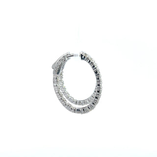 14K DIAMOND INSIDE OUT HOOP EARRINGS 3.75 CARATS - 34 DIAMONDS