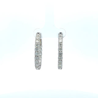 14K DIAMOND INSIDE OUT HOOP EARRINGS 3.75 CARATS - 34 DIAMONDS