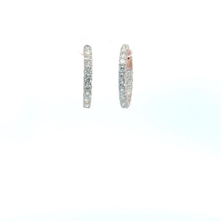 14K DIAMOND INSIDE OUT HOOP EARRINGS 3.59 CARATS - 34 DIAMONDS