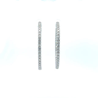 14K DIAMOND INSIDE OUT HOOP EARRINGS 4.00 CARATS - 76 DIAMONDS