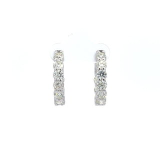 14K DIAMOND INSIDE OUT HOOP EARRINGS 5.00 CARATS - 18 DIAMONDS
