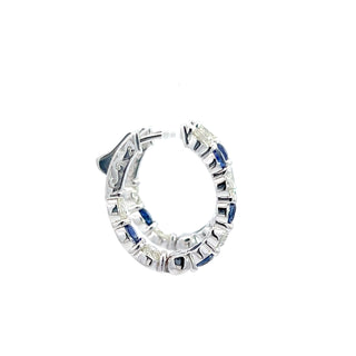 14K DIAMOND/SAPPHIRE INSIDE OUT HOOP EARRINGS 5.50 CARATS