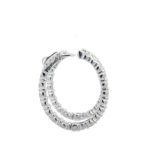 14K DIAMOND INSIDE OUT HOOP EARRINGS 6.50 CARATS - 36 DIAMONDS