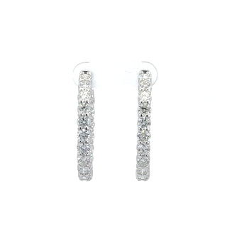 14K DIAMOND INSIDE OUT HOOP EARRINGS 6.50 CARATS - 36 DIAMONDS