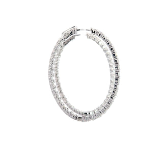 14K DIAMOND INSIDE OUT HOOP EARRINGS 7.00 CARATS - 66 DIAMONDS