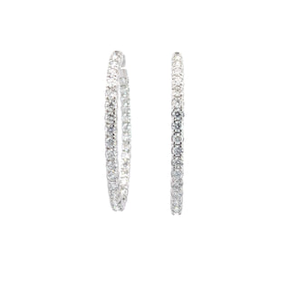 14K DIAMOND INSIDE OUT HOOP EARRINGS 7.00 CARATS - 66 DIAMONDS