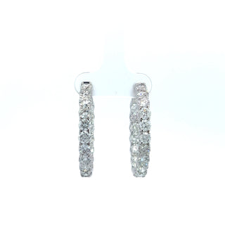 14K DIAMOND INSIDE OUT HOOP EARRINGS 8.00 CARATS - 36 DIAMONDS