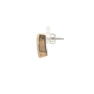 14K WY/G TWO TONE LAB GROWN DIAMOND THREE STONE FASHION EARRINGS WITH EMERALD CUT DIAMONDS 4.00CTS