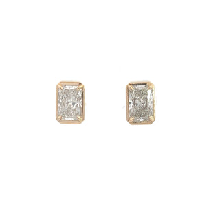 14K Y/G LAB GROWN DIAMOND EARRINGS WITH RADIANT CUT DIAMONDS 3.00CTS
