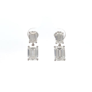 14K W/G LAB GROWN DIAMOND DANGLING EARRINGS 7.00 CT