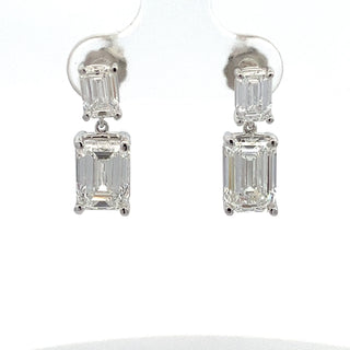 14K W/G LAB GROWN DIAMOND DANGLING EARRINGS 5.50 CT