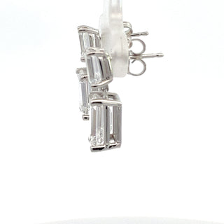 14K W/G LAB GROWN DIAMOND DANGLING EARRINGS 5.50 CT