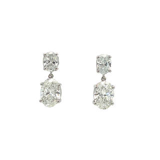 14K W/G LAB GROWN DIAMOND DANGLING EARRINGS 4.00CT
