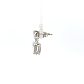 14K W/G LAB GROWN DIAMOND DANGLING EARRINGS 4.00CT