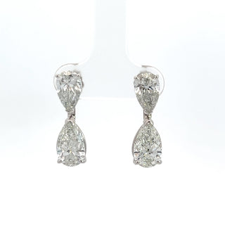 14K WHITE GOLD LAB GROWN DIAMOND DANGLING EARRINGS 5.00CT