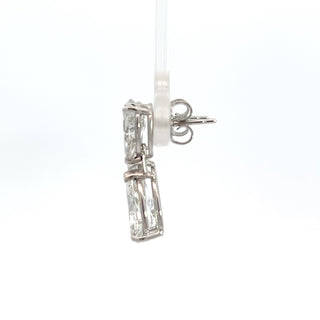 14K WHITE GOLD LAB GROWN DIAMOND DANGLING EARRINGS 5.00CT
