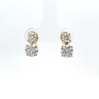 14K GOLD LAB GROWN DIAMOND DANGLING EARRINGS 2.50CT
