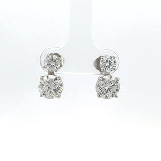 14K GOLD LAB GROWN DIAMOND DANGLING EARRINGS 4.00CT