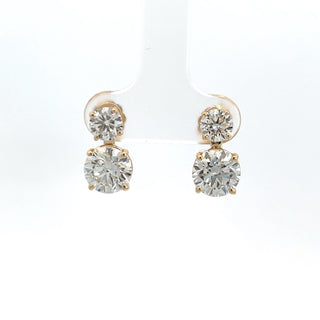 14K GOLD LAB GROWN DIAMOND DANGLING EARRINGS 4.00CT