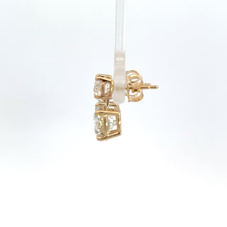14K GOLD LAB GROWN DIAMOND DANGLING EARRINGS 4.00CT