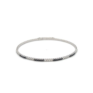 14K BLACK/WHITE DIAMOND FLEXIBLE BANGLE 1.00 CARAT